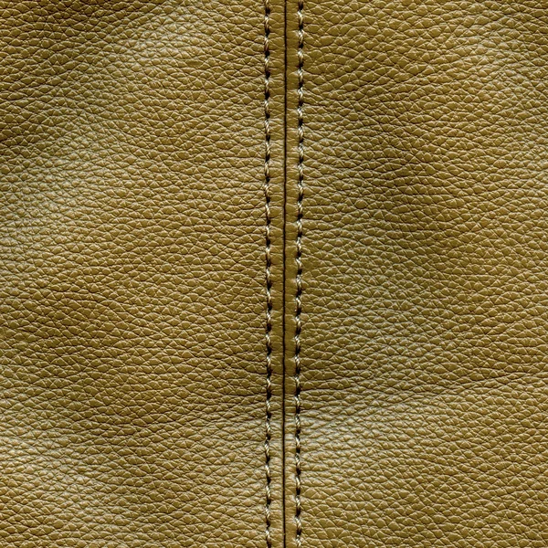 Brown leather textured background, stitch — Stock Photo, Image