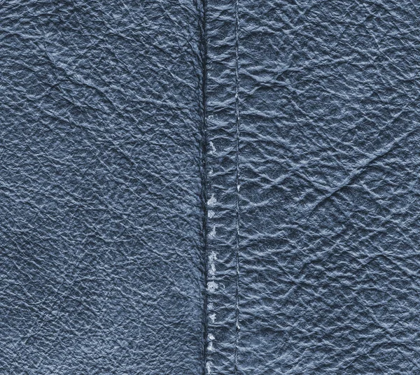 Worn blue leather texture, stitch. — Stock Photo, Image