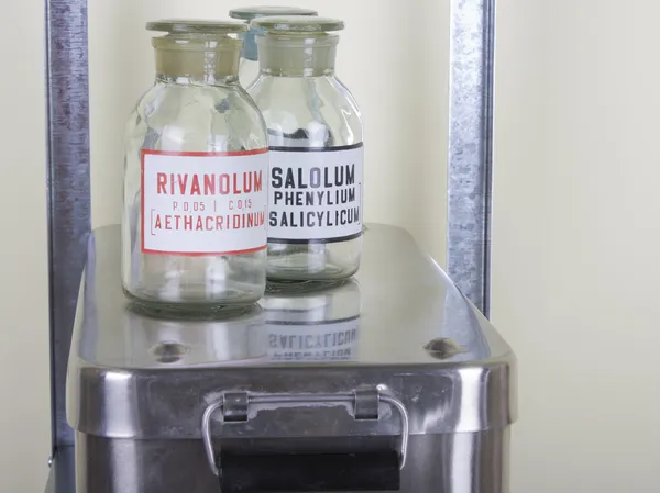 Old medical glass bottles — Stock Photo, Image