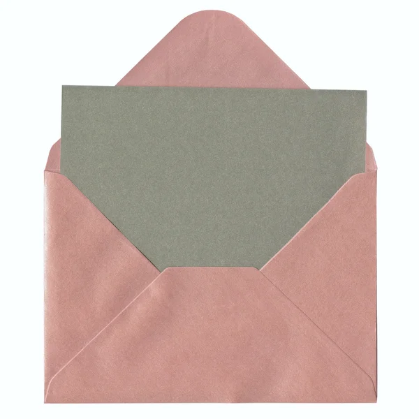 Cartão em branco em envelope rosa — Fotografia de Stock