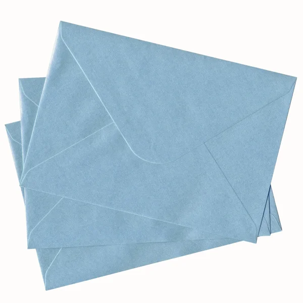 Gestapelte blaue Post isoliert auf weißem Hintergrund — Stockfoto