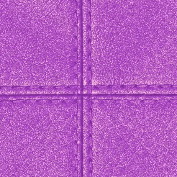 Violet leather texture, stitch — Stock Photo, Image