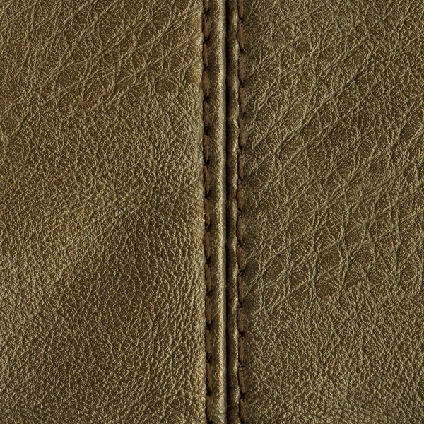 Brown leather texture, stitch — Stock Photo, Image