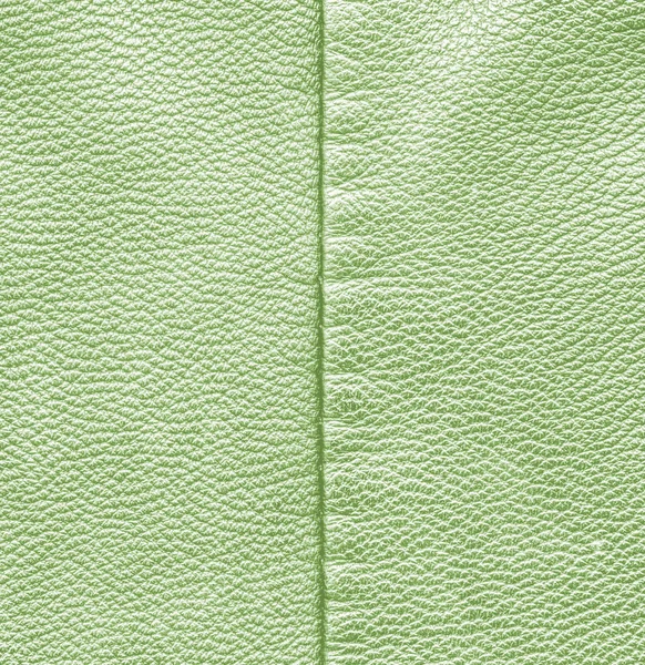 Green leather texture closeup,stitch — Stock Photo, Image