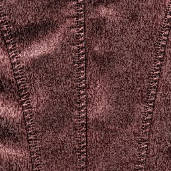 Brown leather texture, stitch — Stock Photo, Image