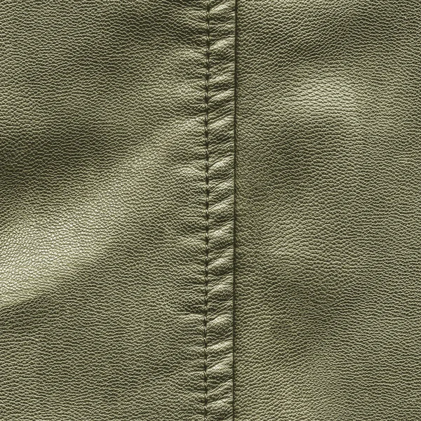 Textura de cuero gris-verde, puntada —  Fotos de Stock
