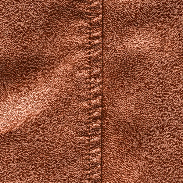 Brown leather texture, stitch — Stock Photo, Image