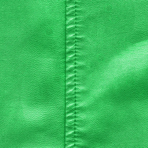 Zelené kožené textury, steh — Stock fotografie