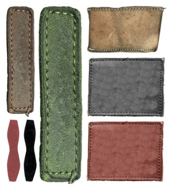 boş deri jeans etiket, izole, ayarla  