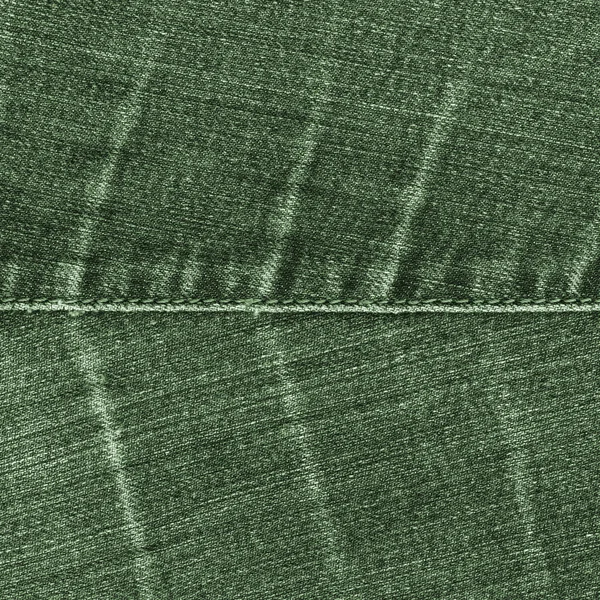 Tecido de calça verde usado, costura — Fotografia de Stock