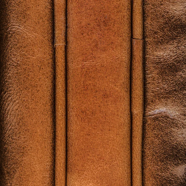 Barna bőr textúra, varrás — Stock Fotó