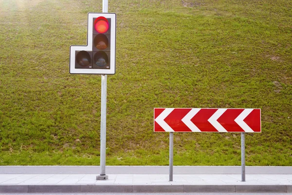 Traffic lights and sign — Stock Photo, Image