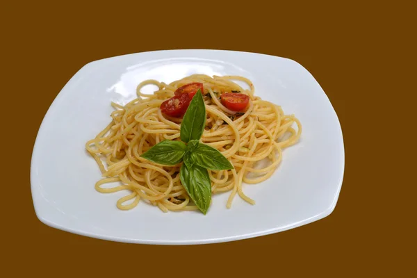 Špagety s rajčaty — Stock fotografie