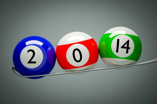 Concepto 2014 con bolas de piscina de colores —  Fotos de Stock