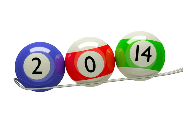 2014 Konzept mit farbigen Pool-Bällen — Stockfoto