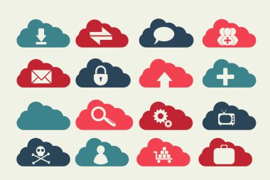 erkek yaratıcı vektör bulut kafatası, Dişliler, kilit, tv, konuşma balonu, oklar, Büyüteç, çanta, ayarla ve artı