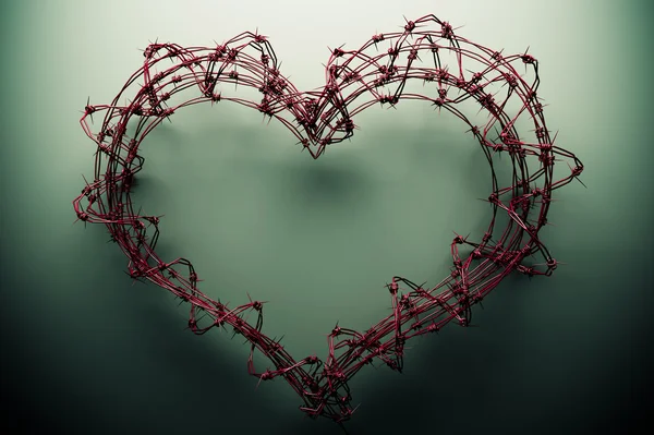 Red barbed wire heart — Stock Photo, Image