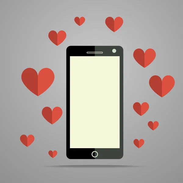 Modern mobiltelefon med hjärta — Stock vektor