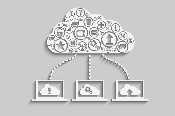 Il cloud computing — Vettoriale Stock