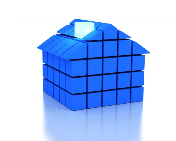 3D casa blu — Foto Stock