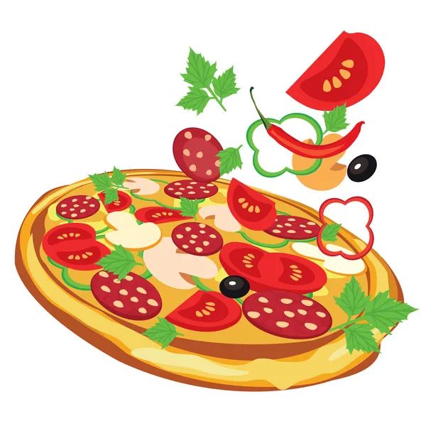 Πίτσα, εικονογράφηση φορέας — Διανυσματικό Αρχείο