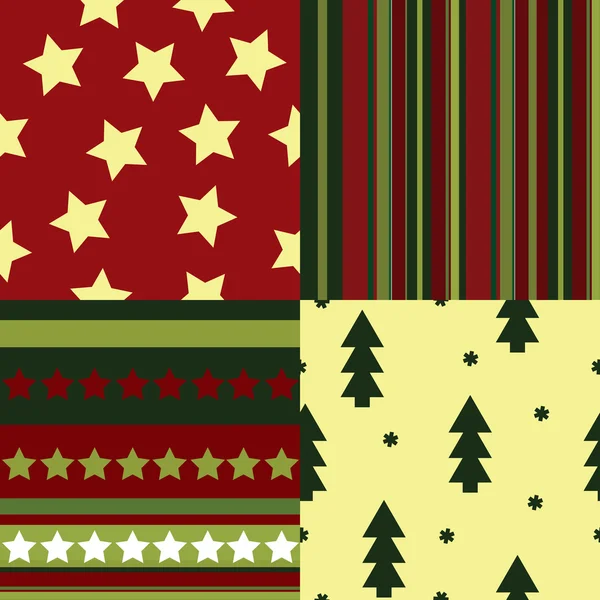 Um conjunto de padrões de Natal sem costura —  Vetores de Stock