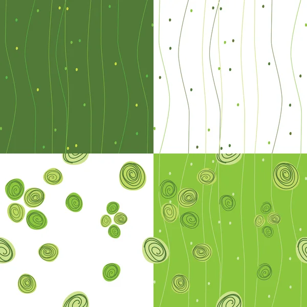Set of vector seamless green pattern — Stock Vector