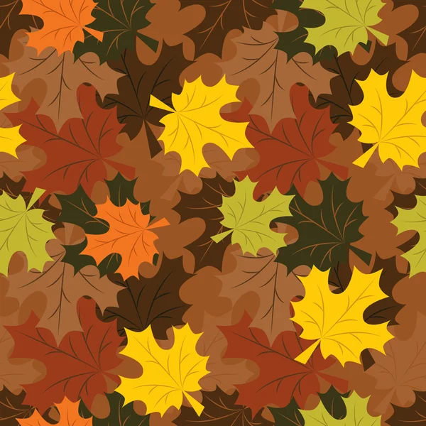 Seamless pattern of autumn maple leaves — Stock Vector