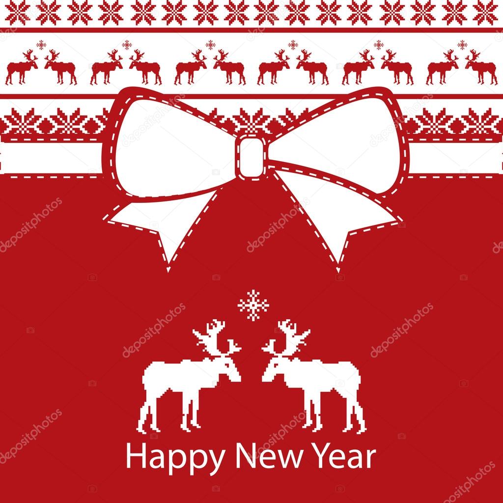 Greeting New Year Card, Scandinavian design