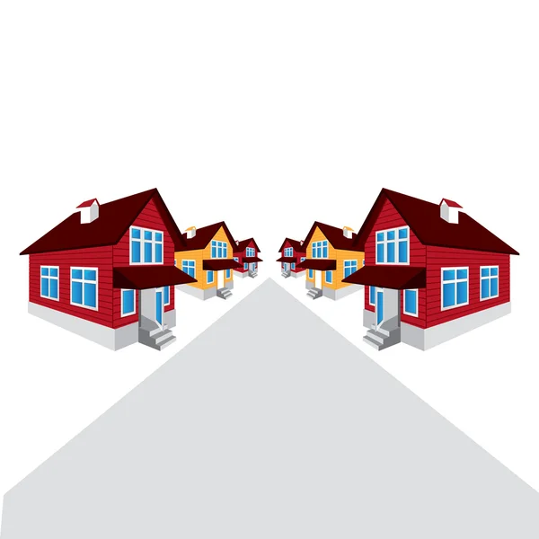 Vector house, the street, the cottage — Stock Vector