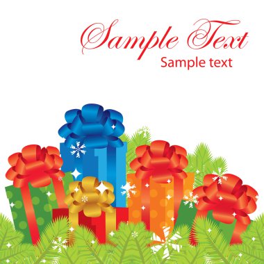 vektör yeni yıl afiş, hediyelerle yılbaşı banner