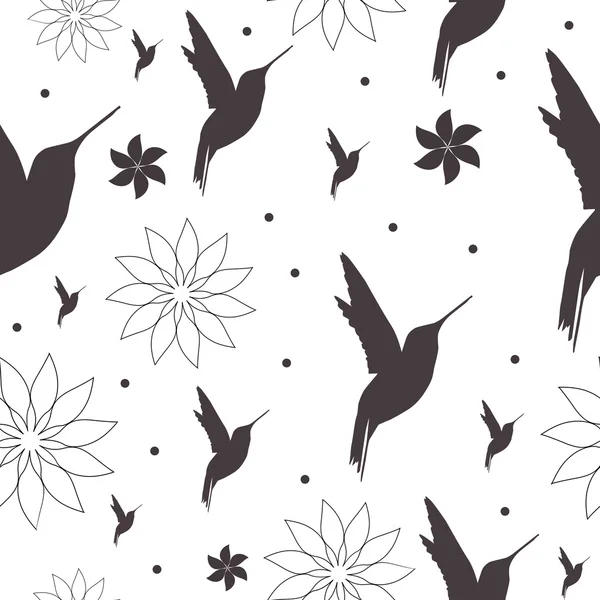 Seamless pattern with birds and flowers — Stock Vector