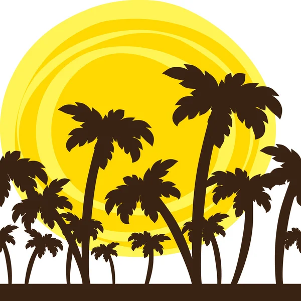 Silhouette of palm trees — Stock Vector