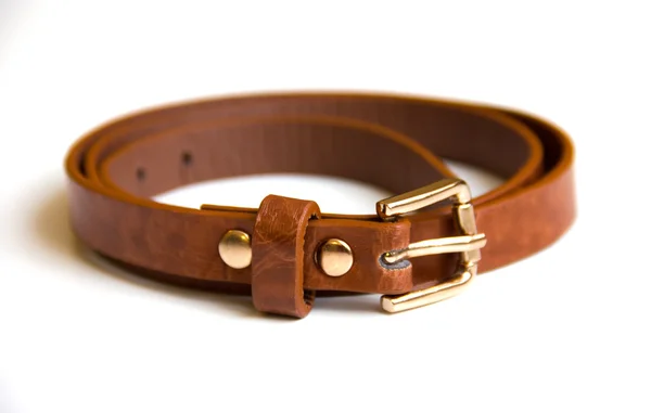 Brown leather belt on a white background — Stock Photo, Image