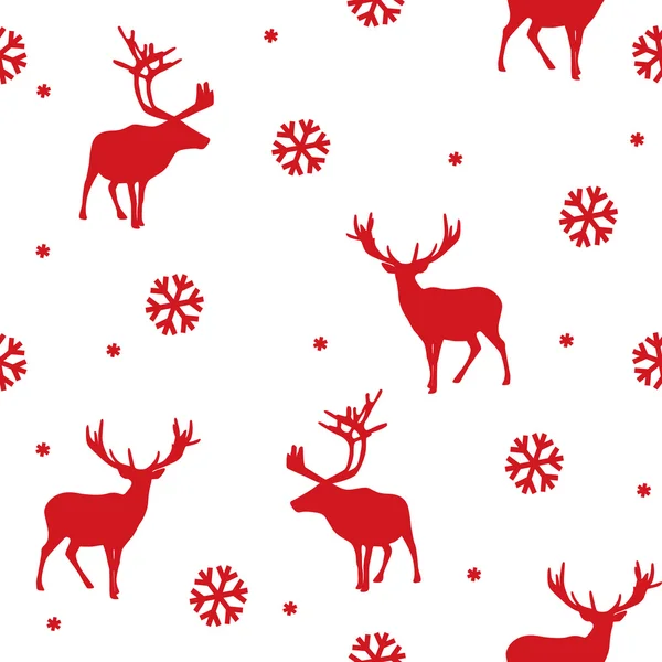 Vector seamless winter pattern with deer — Stock Vector