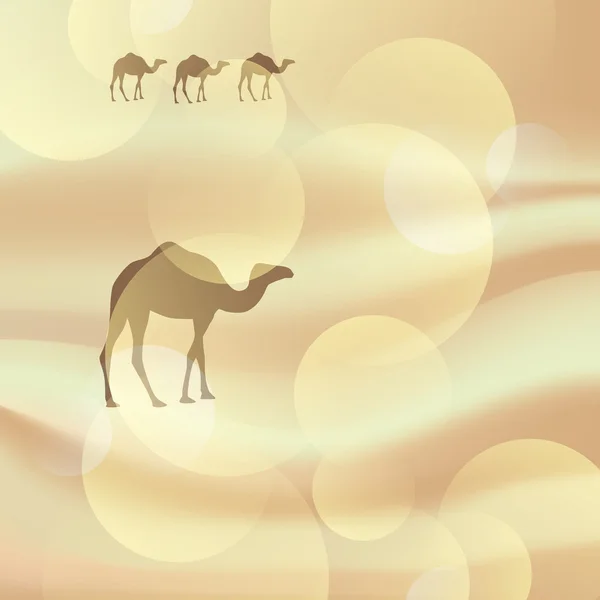 矢量骆驼在沙漠中 — 图库矢量图片