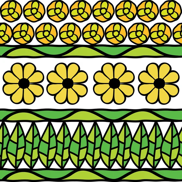 녹색 잎과 꽃으로 완벽 한 패턴 벡터 — 스톡 벡터