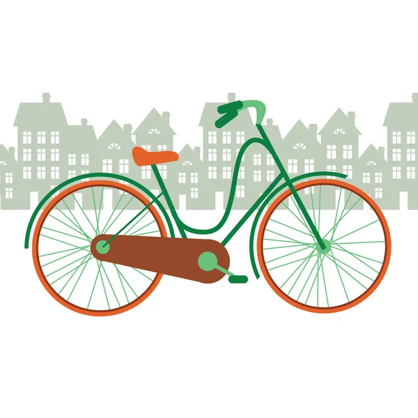 Illustration vectorielle d'un vélo dans la ville — Image vectorielle