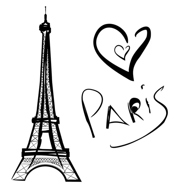 Ilustración vectorial de París, la Torre Eiffel — Vector de stock