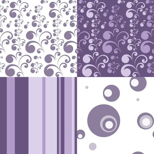 紫のシームレスなベクター パターンのセット — ストックベクタ