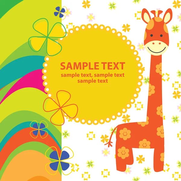 Vektorové baby karta s žirafa — Stockový vektor
