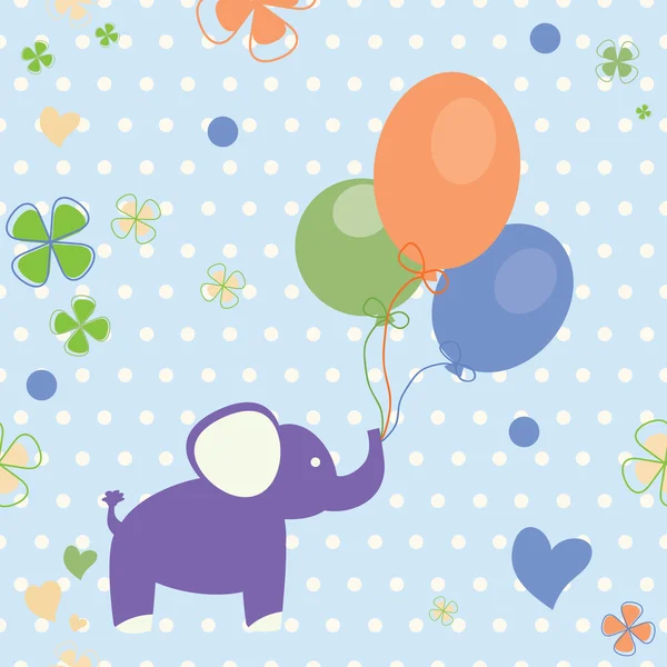 Vector background with elephant and balloons — Stock Vector