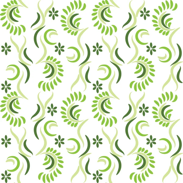 Векторный безморщинистый зеленый узор с цветами — стоковый вектор
