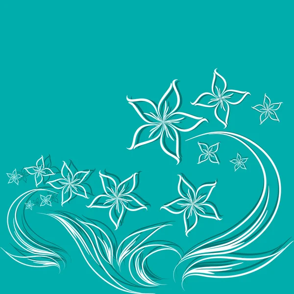花と青のベクトルの背景 — ストックベクタ