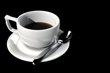 siyah bir arka plan üzerinde izole kahve fincanı
