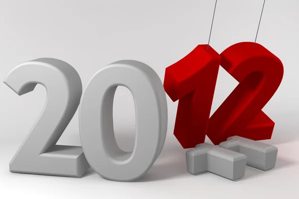 2012 concepto de año nuevo aislado en blanco con camino de recorte — Foto de Stock