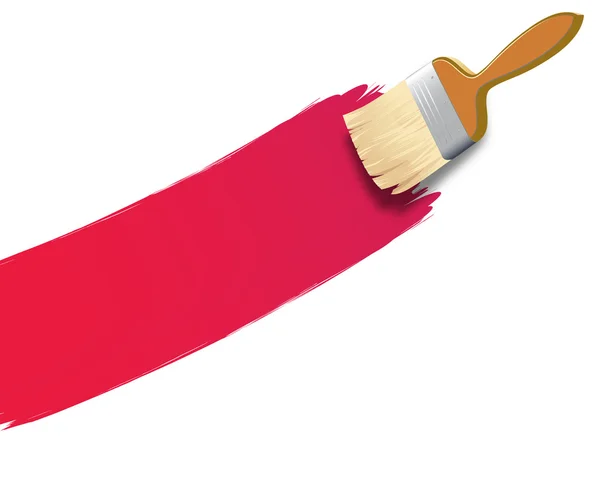 Brush with red paint. — Stock Photo, Image