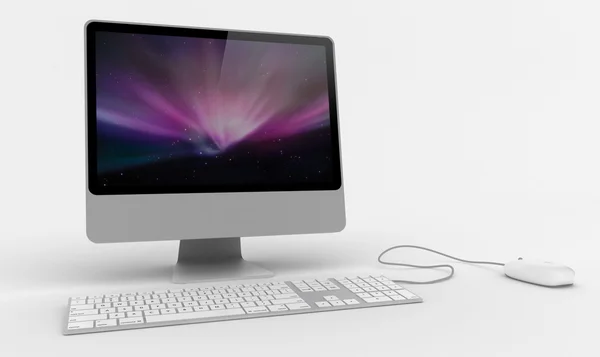 Desktop computer with wireless keyboard and mouse — Stock Photo, Image