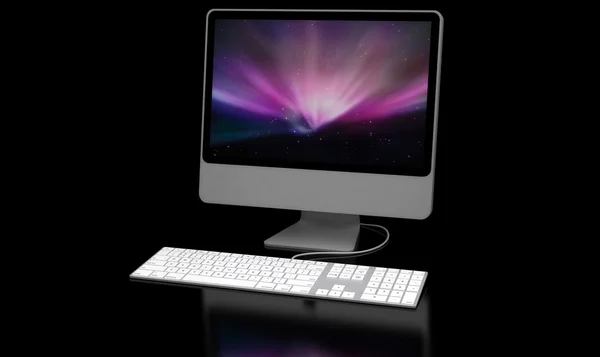 Desktop computer with wireless keyboard and mouse — Stock Photo, Image