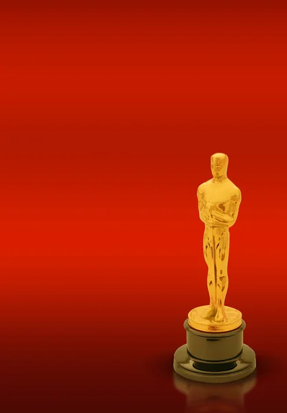 빨간색 배경에 복사 공간 Oscar 동상 — 스톡 사진